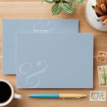 Enveloppe de réponse de mariage avec & en bleu inv