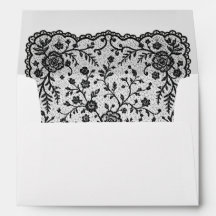 Enveloppe d'invitation de mariage en dentelle noir
