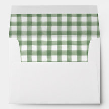 Enveloppe doublée de Gingham vert