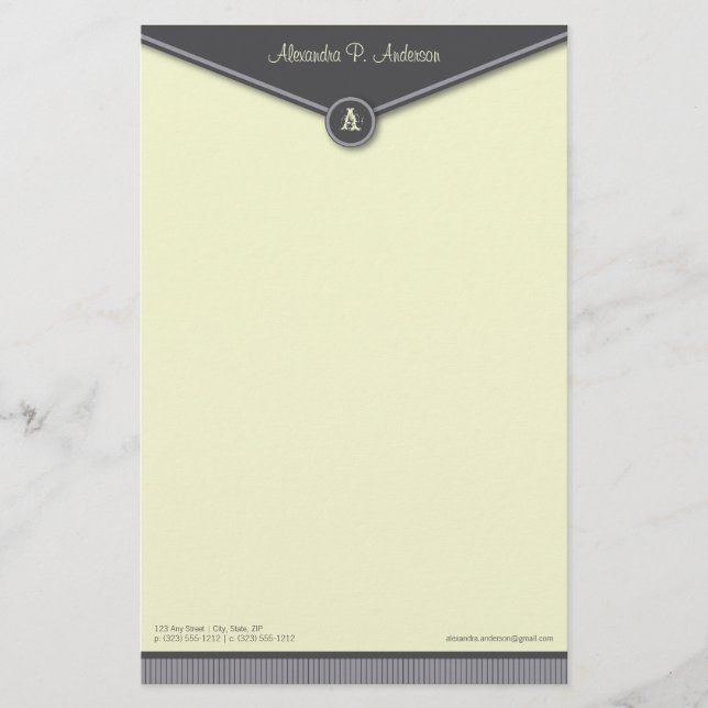 Enveloppe élégante (ardoise) Monogramme Papeterie (Devant)