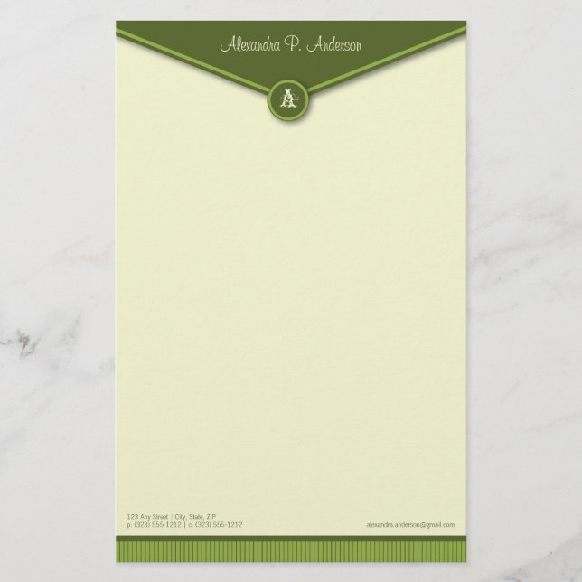 Enveloppe élégante (chaux) Monogramme Papeterie (Devant)