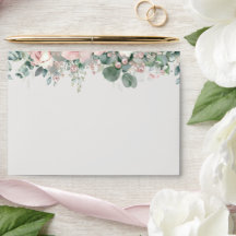Enveloppe Élégante de Mariage aux feuillages rose