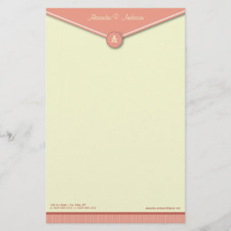 Enveloppe élégante (melon) Monogramme Papeterie