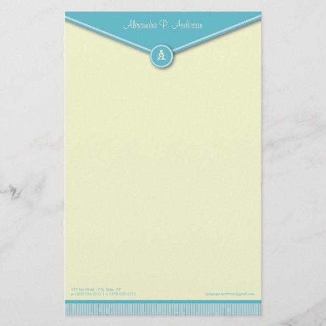 Enveloppe élégante (tiffany) Papeterie Monogramme (Devant)