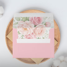 enveloppe florale roses roses tendres 