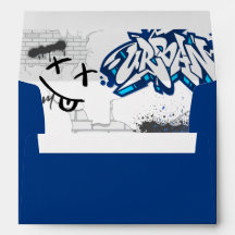 Enveloppe graffiti bleu et gris