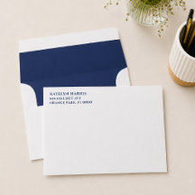 Enveloppe personnalisée bleu marine avec adresse d