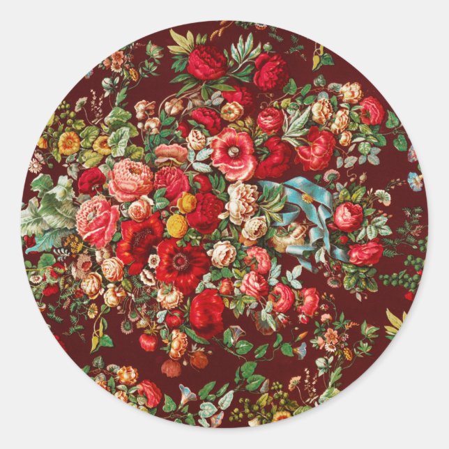 ENVELOPPE RONDE SEAL STICKER FLORAL VINTAGE CHINTZ (Devant)