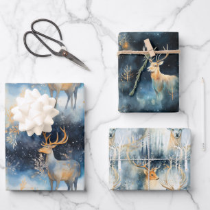 Enveloppement des cerfs de Noël Papier cadeau enve