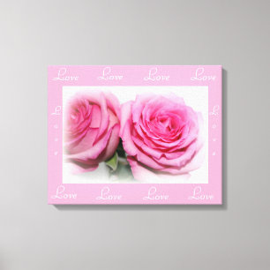Envelopper de toile d'amour avec des roses roses r