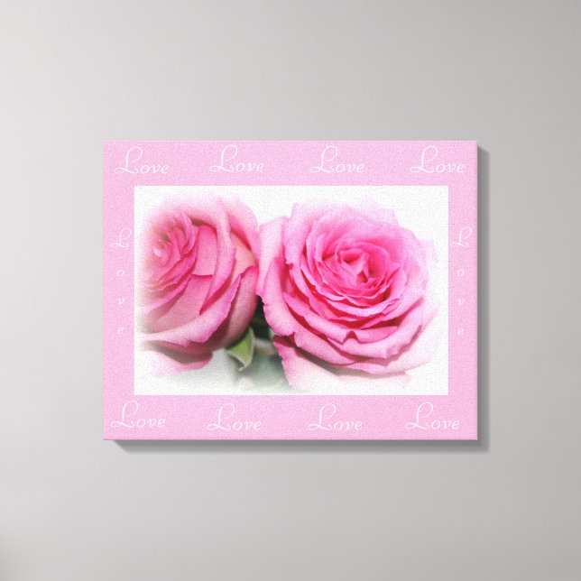 Envelopper de toile d'amour avec des roses roses r (Recto)