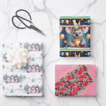 Envelopper le papier dans un ensemble de trois feu