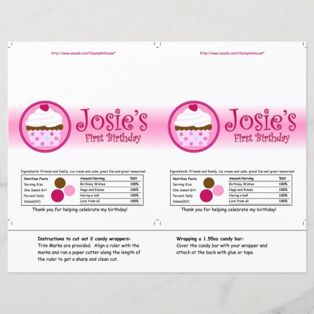 Enveloppeur de bonbons fraise et crème (Devant)