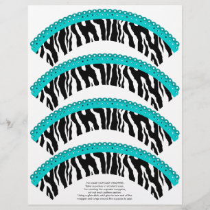 Enveloppeurs de cupcake en dentelle turquoise Zebr