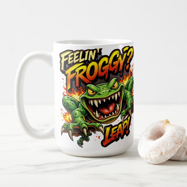 Envie de grenouille ?  Sauter ! Mug à café grenoui (Avec donut)