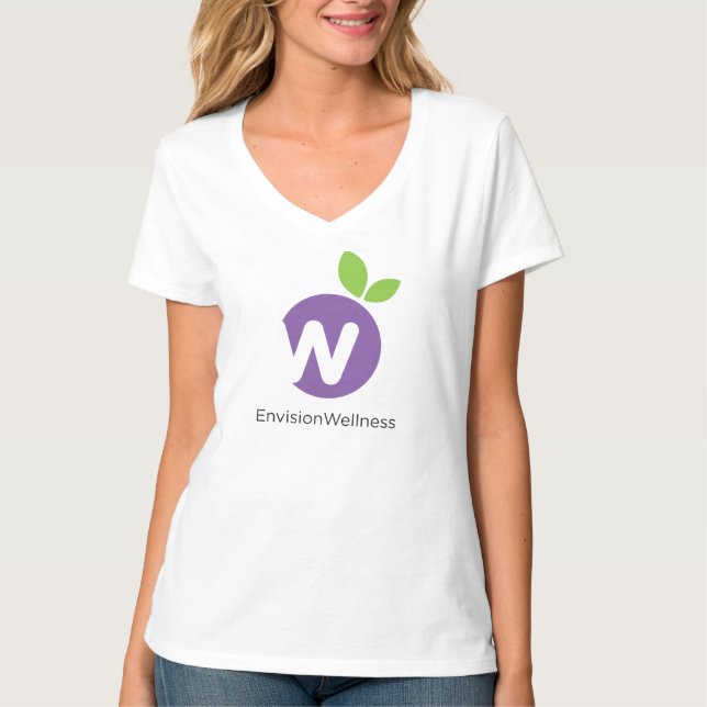 Envisagez le T-shirt de V-cou de santé (Devant)