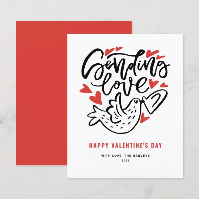 Envoi d'amour Calligraphie moderne Saint-Valentin (Devant / Derrière)