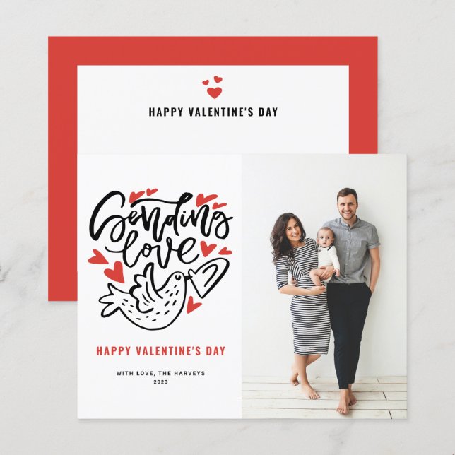 Envoi Love Calligraphie Dove Valentine's Day Card (Devant / Derrière)