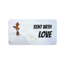 Envoyé avec étiquette de livraison d'amour pour la
