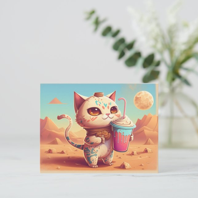 Envoyer une carte postale Boba Tea Cat à tous ceux (Debout devant)
