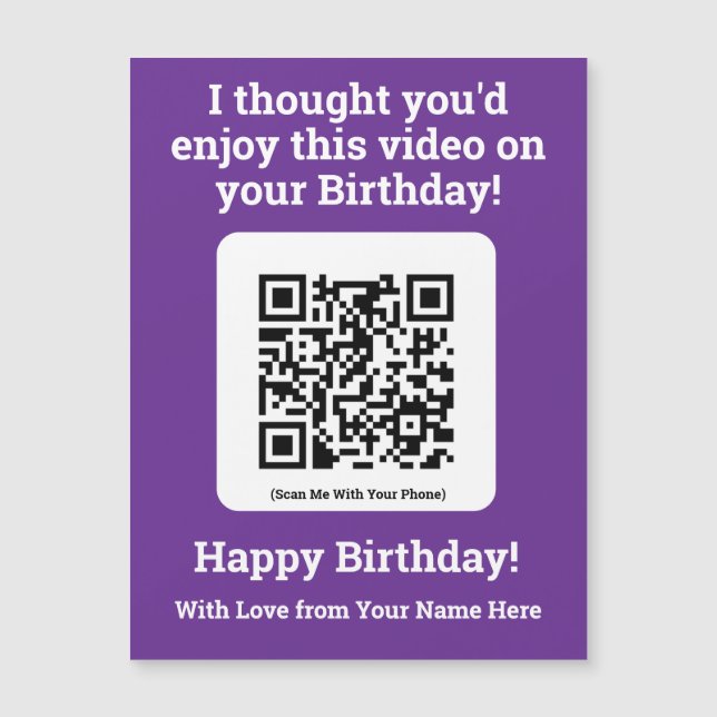 Envoyez une vidéo par code QR sur une carte magnét (Devant)