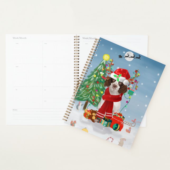 Épagneul Springer Anglais avec des cadeaux de Noël (Devant avec enveloppe)