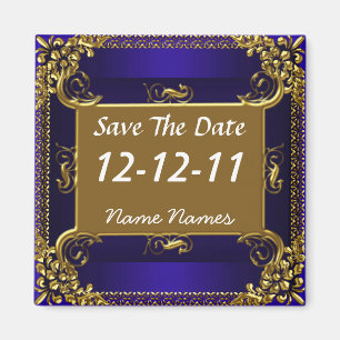 Épargnez la Date Magnet Royal Blue Or