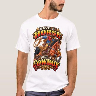 Épargnez un cheval, montez un cowboy T-Shirt basiq