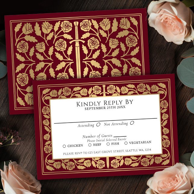 Épée dorée médiévale rouge RSVP mariage royal (Créateur téléchargé)