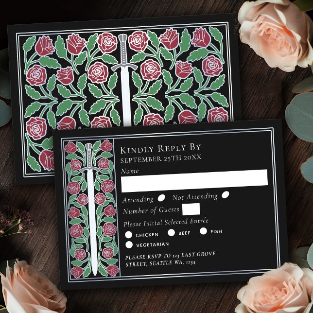 Épée florale médiévale noire argentée pour RSVP de (Créateur téléchargé)