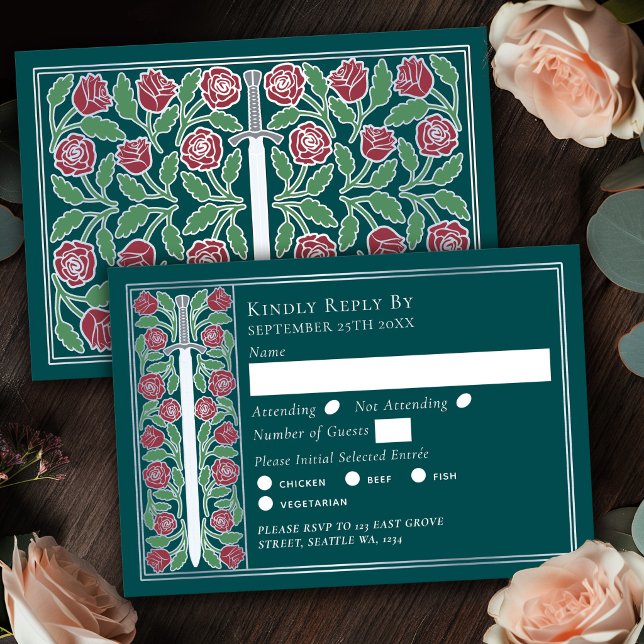 Épée florale médiévale sarcelle argentée RSVP de m (Créateur téléchargé)