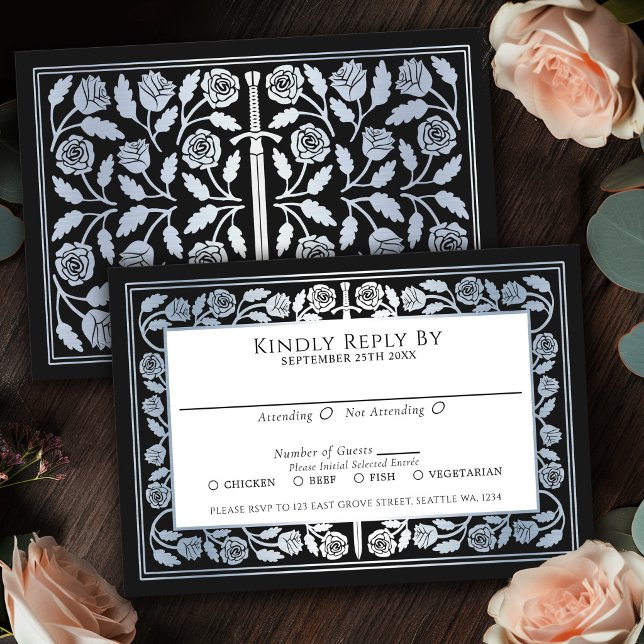 Épée Médiévale Argentée Noire RSVP Mariage Royal (Créateur téléchargé)