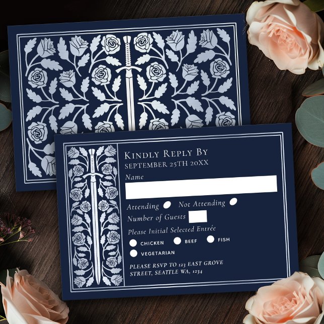 Épée Médiévale Bleu Argent RSVP de Mariage (Créateur téléchargé)
