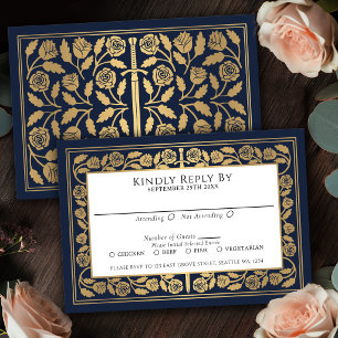 Épée Médiévale Bleue Or Mariage Royal RSVP