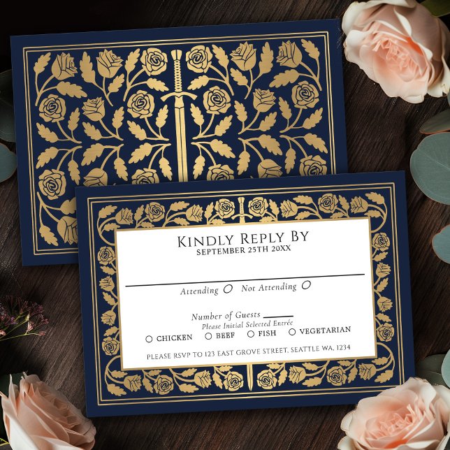 Épée Médiévale Bleue Or Mariage Royal RSVP (Créateur téléchargé)