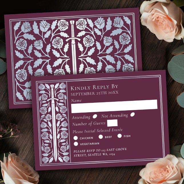 Épée Médiévale Mauve Argentée Réponse Mariage (Créateur téléchargé)