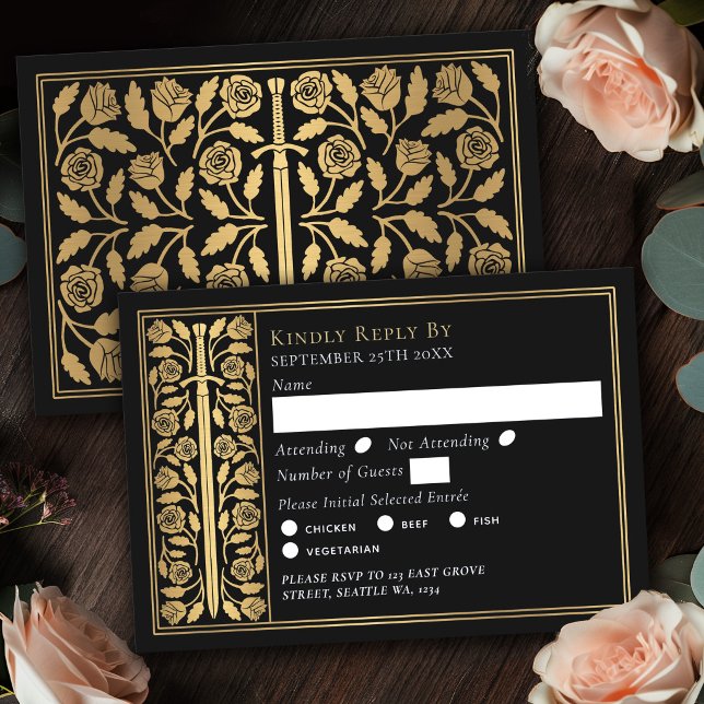 Épée Médiévale Noire Or Mariage RSVP (Créateur téléchargé)