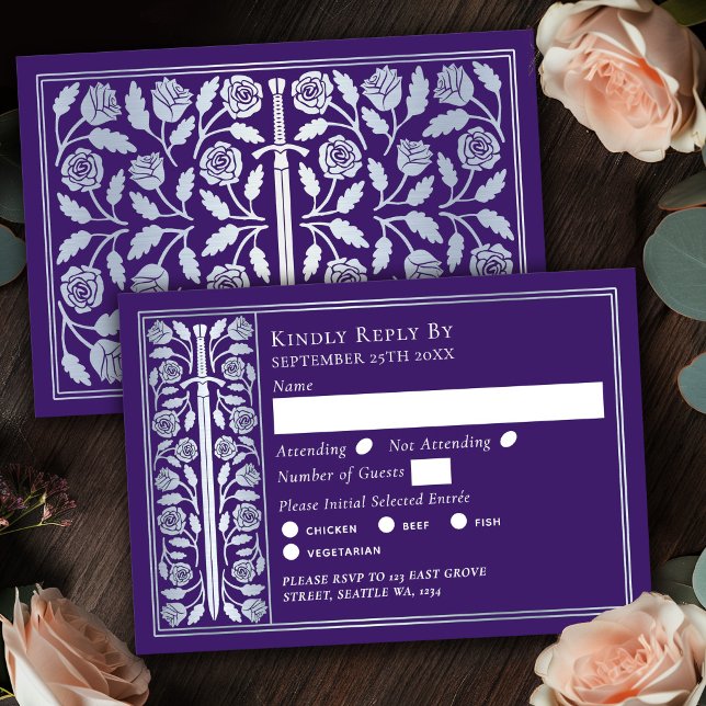 Épée médiévale violette argentée RSVP de mariage (Créateur téléchargé)