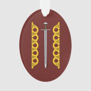 Épée normande médiévale et bandes décoratives