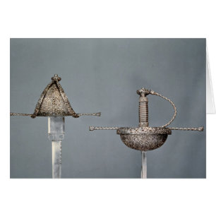 Épées : rapière de tasse-hilted d'acier ciselé