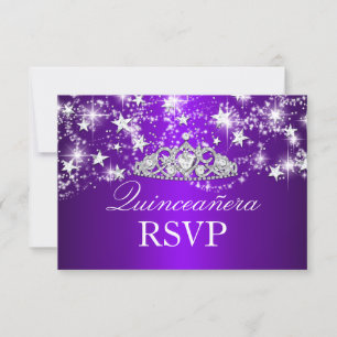 Éperche violette Tiara & Étoiles Quinceanera RSVP