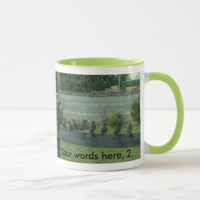 Éperons Oiseaux sur un rail Vos mots Mugs (Droite)