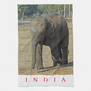 Ephant indien dans la vue sauvage serviette de thé