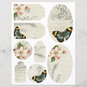 Ephemera Tags Papillon Floral Scrapbooking Feuille