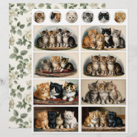 Épheméras de chatons de style vintage coupes minut
