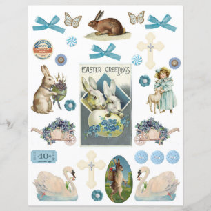 Éphémère de Pâques bleu vintage
