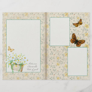 Ephémère de scrapbook de fleurs et papillons sauva