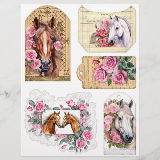 Ephémère des Chevaux d'aquarelle aux roses roses r