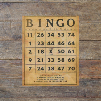 Ephémère vintage carte de bingo