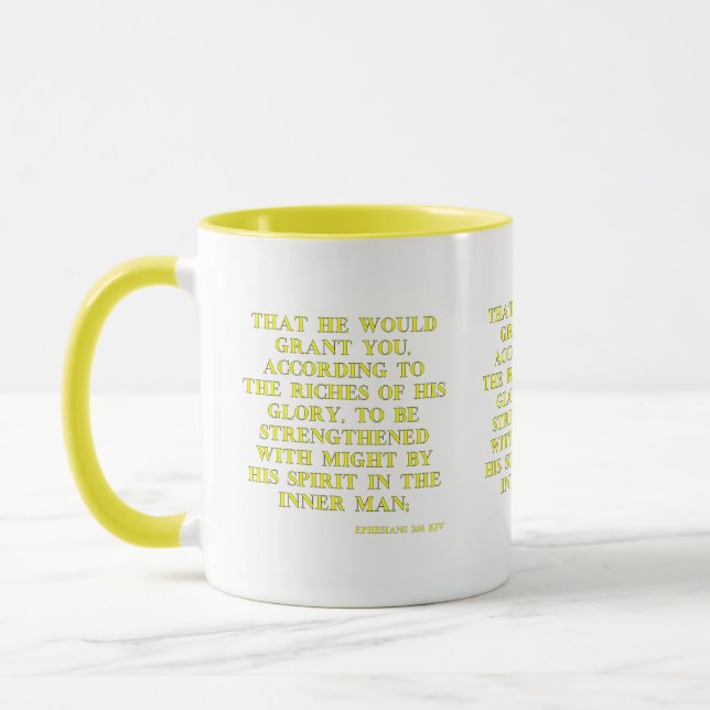 Éphésiens 3:16 KJV Bible Verse Mug à deux tons (Gauche)